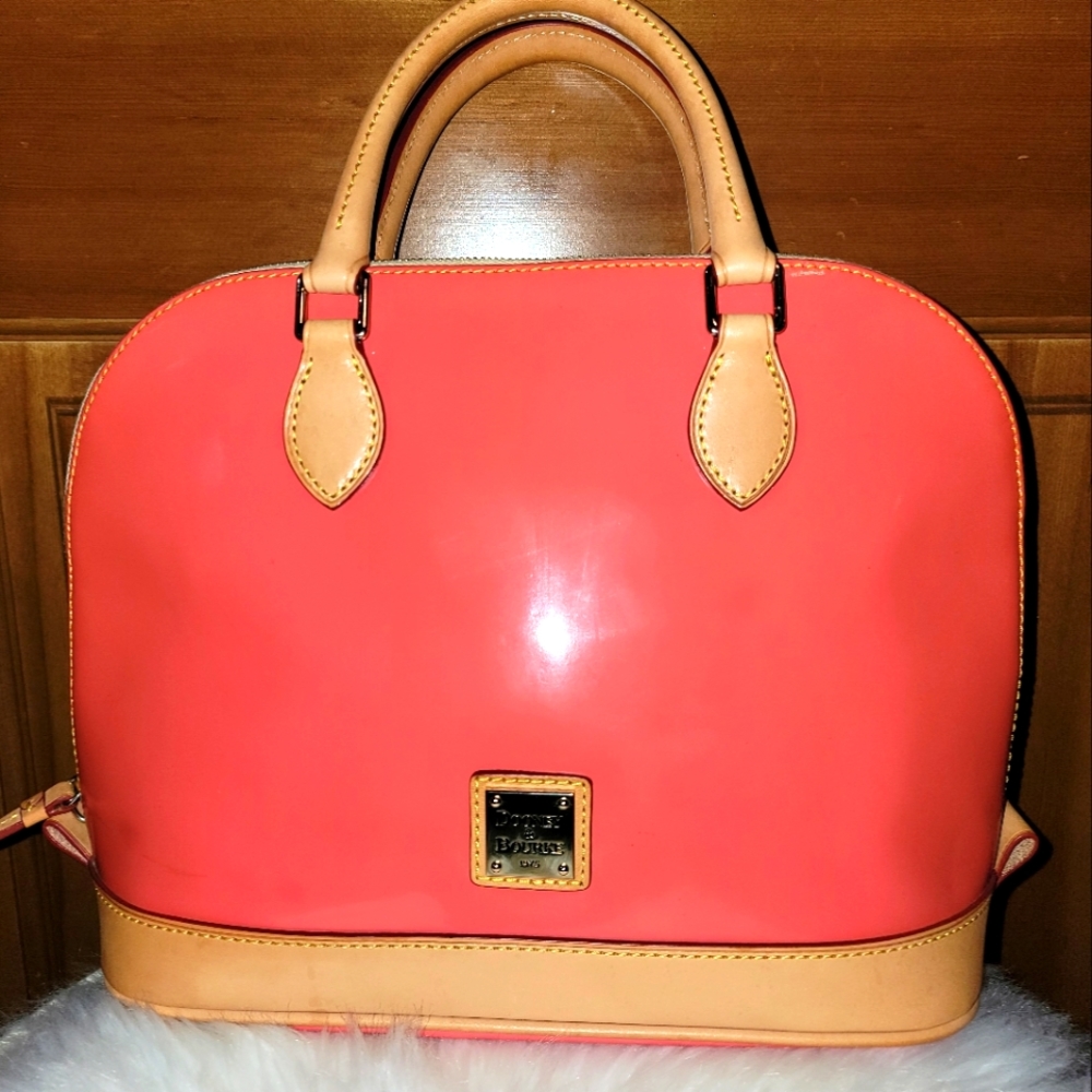 DOONEY & Bourke patent leather large dome bag with strap tangerine
